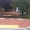 Municipal bench assembled and installed
